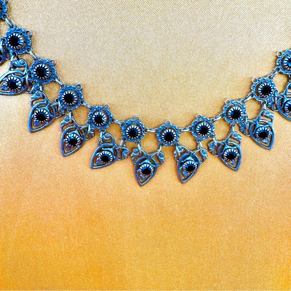 💖 Kenny Ma Silver Choker with Black Onyx, Size 16 inch - Picture 10 of 12